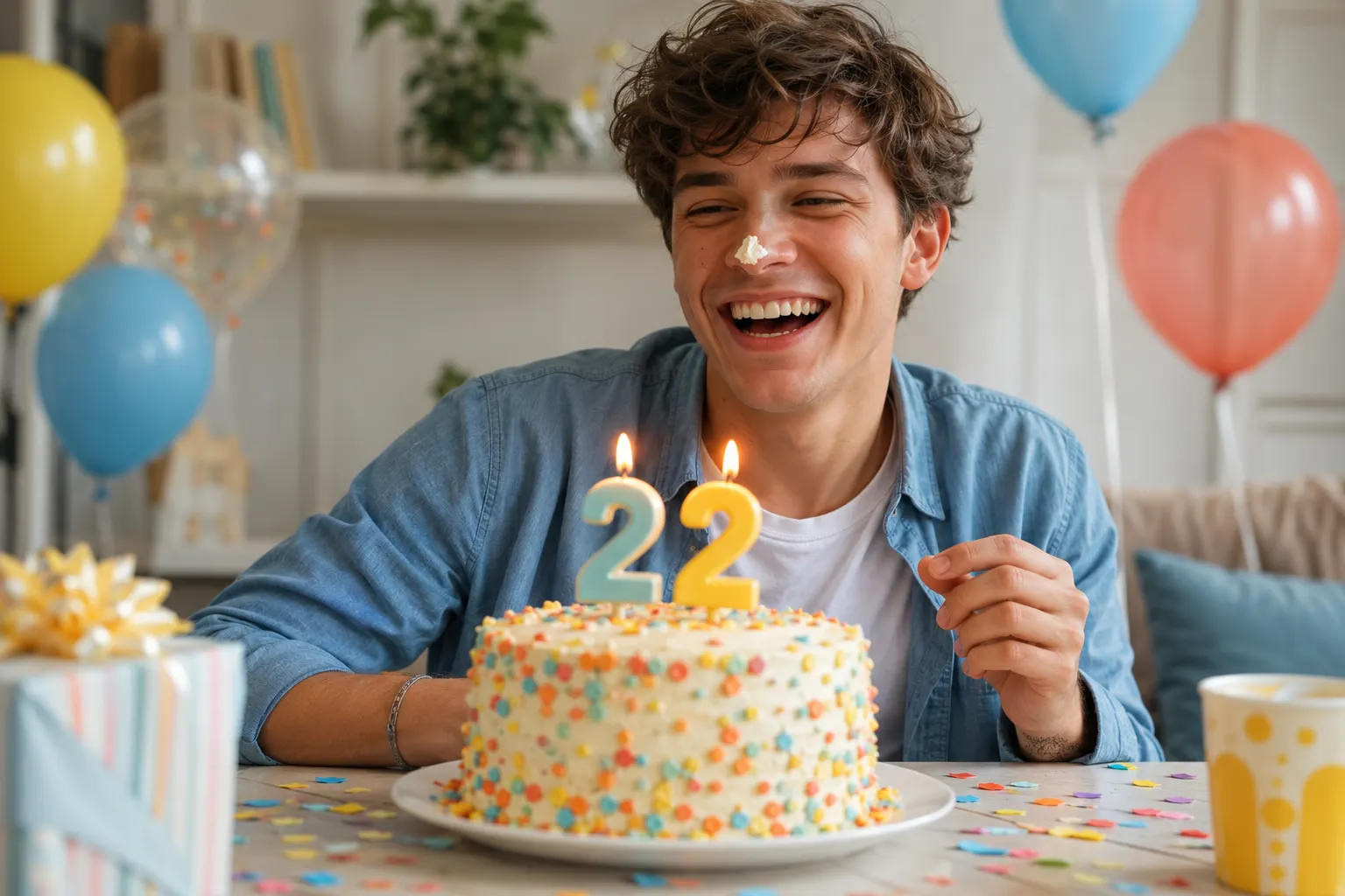 young man celebrating his birthday