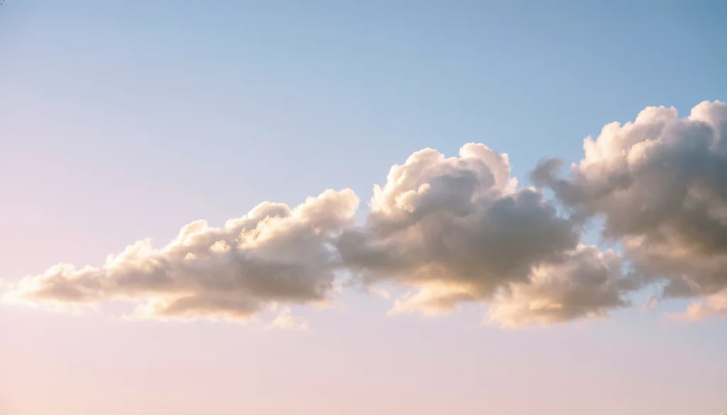 Beautiful cloudy sky with soft white clouds and blue tones, representing cloud captions for Instagram, travel, nature, and outdoor photos.