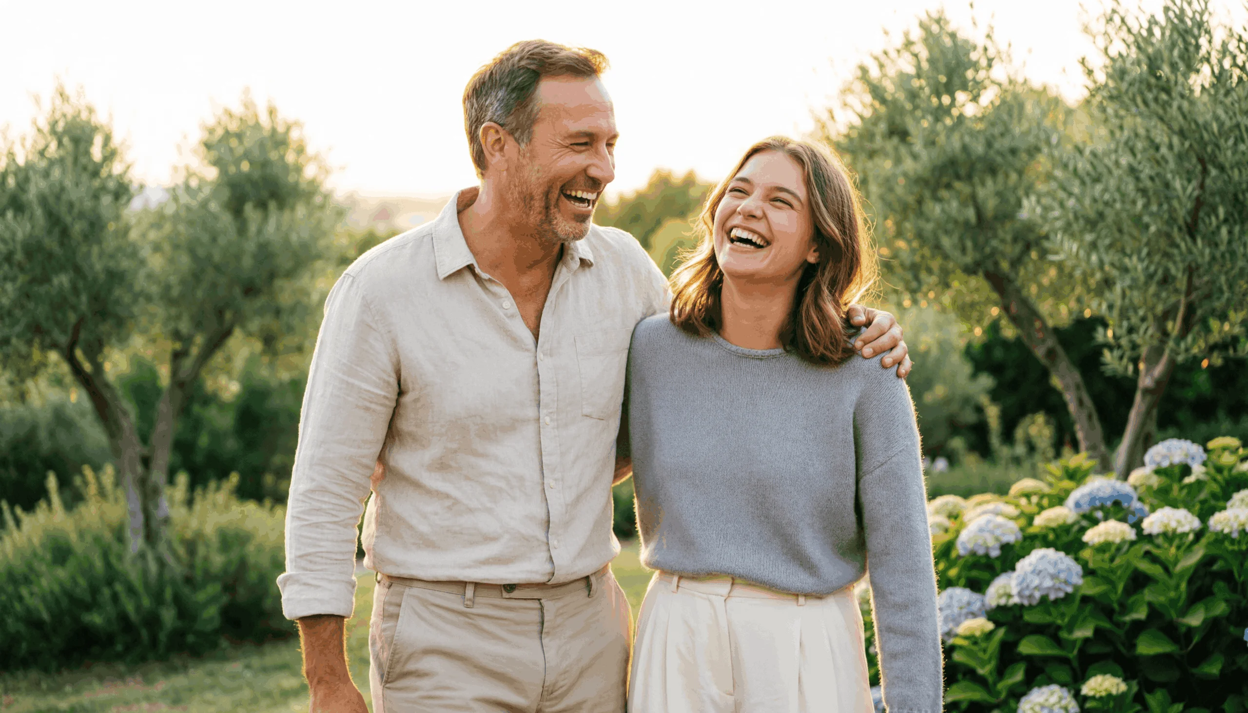 Father and daughter sharing a happy moment outdoors