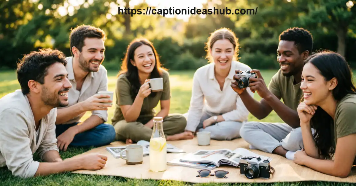 Friends enjoying a fun weekend together outdoors during golden hour