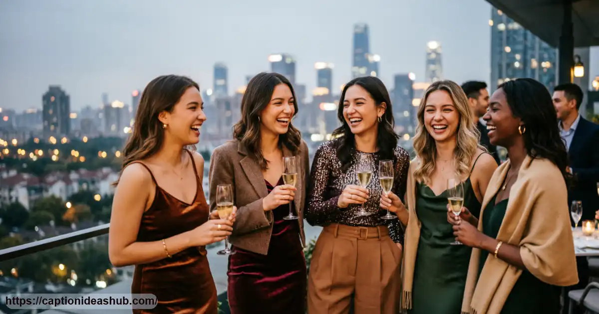 Stylish group of friends enjoying a girls night out in the city