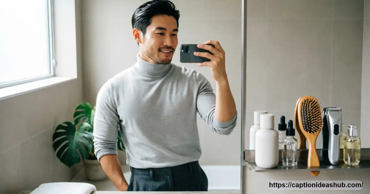 Stylish person with a fresh haircut and beard in a modern grooming setting